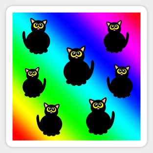 Black kitties on rainbow Sticker